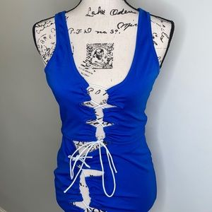 Two piece blue lace outfit